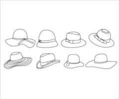 De las mujeres sombrero conjunto de bocetos vector diseño