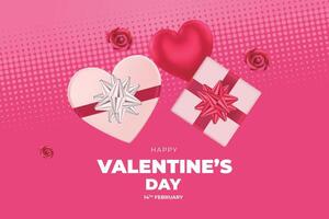 valentine's day background with hearts and gift boxes vector