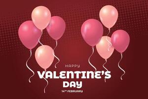 valentine's day background with red heart shaped balloons vector