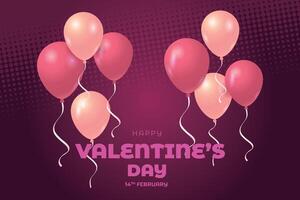 valentine's day background with red heart shaped balloons vector