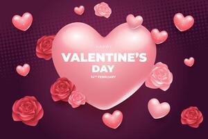 valentine's day background with red heart shaped balloons vector