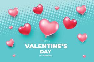 valentine's day background with red heart shaped balloons vector