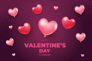 valentine's day background with red heart shaped balloons vector