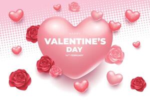 valentine's day background with red heart shaped balloons vector