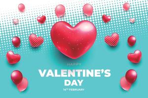 valentine's day background with red heart shaped balloons vector