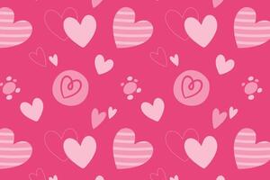 Vector love heart pattern, vector hand drawn Valentine's Day pattern, Valentine's Day background.