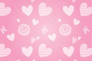 Vector love heart pattern, vector hand drawn Valentine's Day pattern, Valentine's Day background.