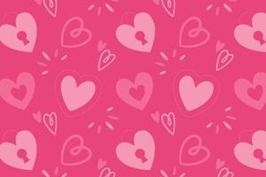 Vector love heart pattern, vector hand drawn Valentine's Day pattern, Valentine's Day background.