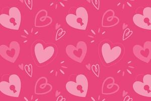 Vector love heart pattern, vector hand drawn Valentine's Day pattern, Valentine's Day background.