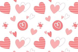 Vector love heart pattern, vector hand drawn Valentine's Day pattern, Valentine's Day background.