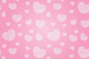 Vector love heart pattern, vector hand drawn Valentine's Day pattern, Valentine's Day background.