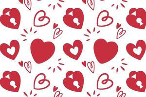 Vector love heart pattern, vector hand drawn Valentine's Day pattern, Valentine's Day background.