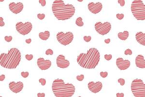 Vector love heart pattern, vector hand drawn Valentine's Day pattern, Valentine's Day background.