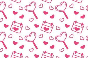 Vector love heart pattern, vector hand drawn Valentine's Day pattern, Valentine's Day background.