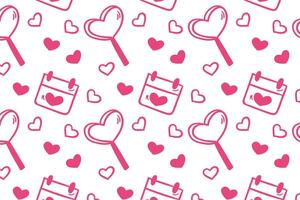 Vector love heart pattern, vector hand drawn Valentine's Day pattern, Valentine's Day background.