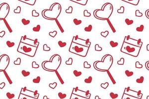 Vector love heart pattern, vector hand drawn Valentine's Day pattern, Valentine's Day background.