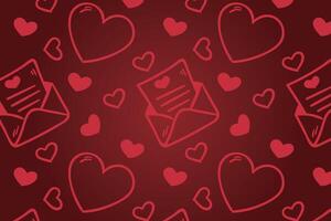 Vector love heart pattern, vector hand drawn Valentine's Day pattern, Valentine's Day background.