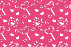 Vector love heart pattern, vector hand drawn Valentine's Day pattern, Valentine's Day background.