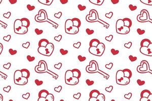 Vector love heart pattern, vector hand drawn Valentine's Day pattern, Valentine's Day background.