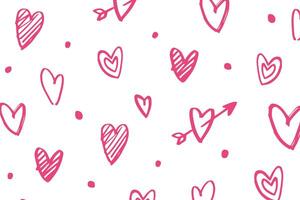 Vector love heart pattern, vector hand drawn Valentine's Day pattern, Valentine's Day background.