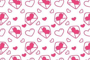 Vector love heart pattern, vector hand drawn Valentine's Day pattern, Valentine's Day background.