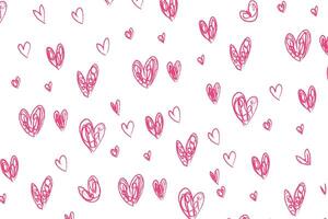 Vector love heart pattern, vector hand drawn Valentine's Day pattern, Valentine's Day background.