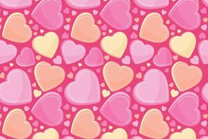 Vector love heart pattern, vector hand drawn Valentine's Day pattern, Valentine's Day background.