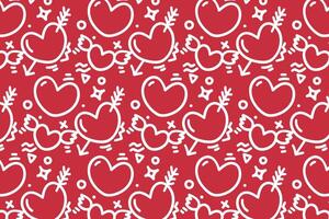 Vector love heart pattern, vector hand drawn Valentine's Day pattern, Valentine's Day background.