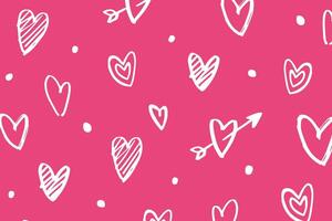 Vector love heart pattern, vector hand drawn Valentine's Day pattern, Valentine's Day background.