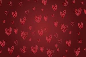 Vector love heart pattern, vector hand drawn Valentine's Day pattern, Valentine's Day background.