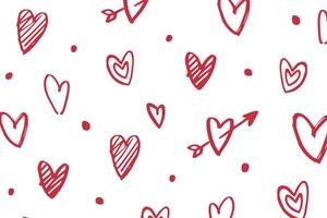 Vector love heart pattern, vector hand drawn Valentine's Day pattern, Valentine's Day background.