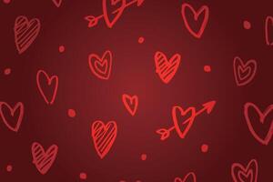 Vector love heart pattern, vector hand drawn Valentine's Day pattern, Valentine's Day background.