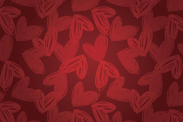 Vector love heart pattern, vector hand drawn Valentine's Day pattern, Valentine's Day background.