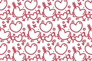 Vector love heart pattern, vector hand drawn Valentine's Day pattern, Valentine's Day background.