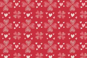 Vector love heart pattern, vector hand drawn Valentine's Day pattern, Valentine's Day background.