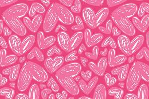 Vector love heart pattern, vector hand drawn Valentine's Day pattern, Valentine's Day background.