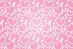 Vector love heart pattern, vector hand drawn Valentine's Day pattern, Valentine's Day background.