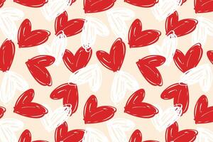 Vector love heart pattern, vector hand drawn Valentine's Day pattern, Valentine's Day background.