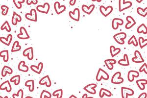 Vector love heart pattern, vector hand drawn Valentine's Day pattern, Valentine's Day background.