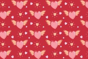 Vector love heart pattern, vector hand drawn Valentine's Day pattern, Valentine's Day background.