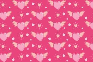 Vector love heart pattern, vector hand drawn Valentine's Day pattern, Valentine's Day background.