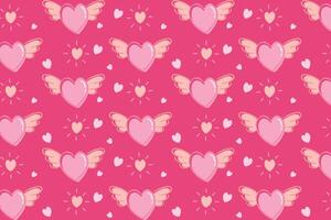 Vector love heart pattern, vector hand drawn Valentine's Day pattern, Valentine's Day background.