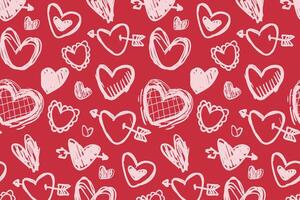 Vector love heart pattern, vector hand drawn Valentine's Day pattern, Valentine's Day background.