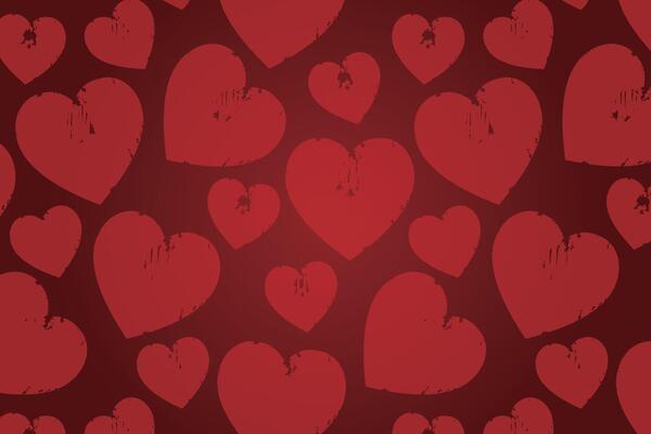 Vector love heart pattern, vector hand drawn Valentine's Day pattern, Valentine's Day background.
