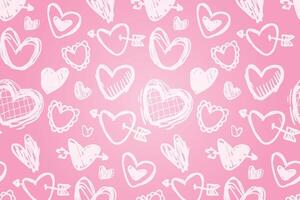 Vector love heart pattern, vector hand drawn Valentine's Day pattern, Valentine's Day background.