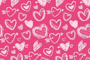 Vector love heart pattern, vector hand drawn Valentine's Day pattern, Valentine's Day background.