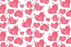 Vector love heart pattern, vector hand drawn Valentine's Day pattern, Valentine's Day background.