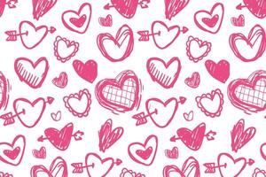 Vector love heart pattern, vector hand drawn Valentine's Day pattern, Valentine's Day background.