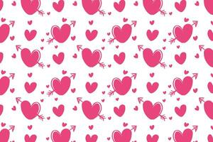 Vector love heart pattern, vector hand drawn Valentine's Day pattern, Valentine's Day background.