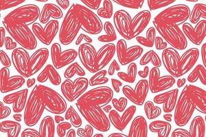 Vector love heart pattern, vector hand drawn Valentine's Day pattern, Valentine's Day background.